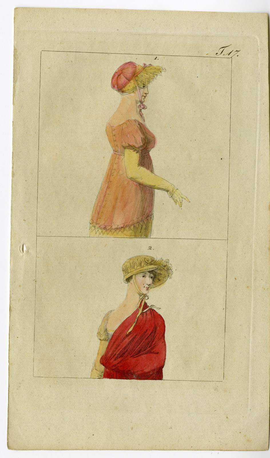 , Antique Print-COSTUME-WOMEN-SCARF-DRESS-HAT-T. 17-Anonymous-1790, Pictura Antique Prints