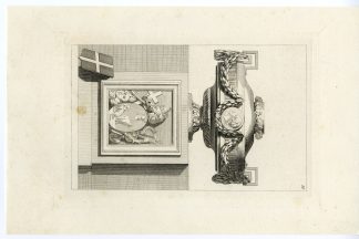 Antique Print-DESIGN-URN-PEDESTAL-CROSS-PAPAL HAT-SWORD-CROWN-de la Fosse-1780