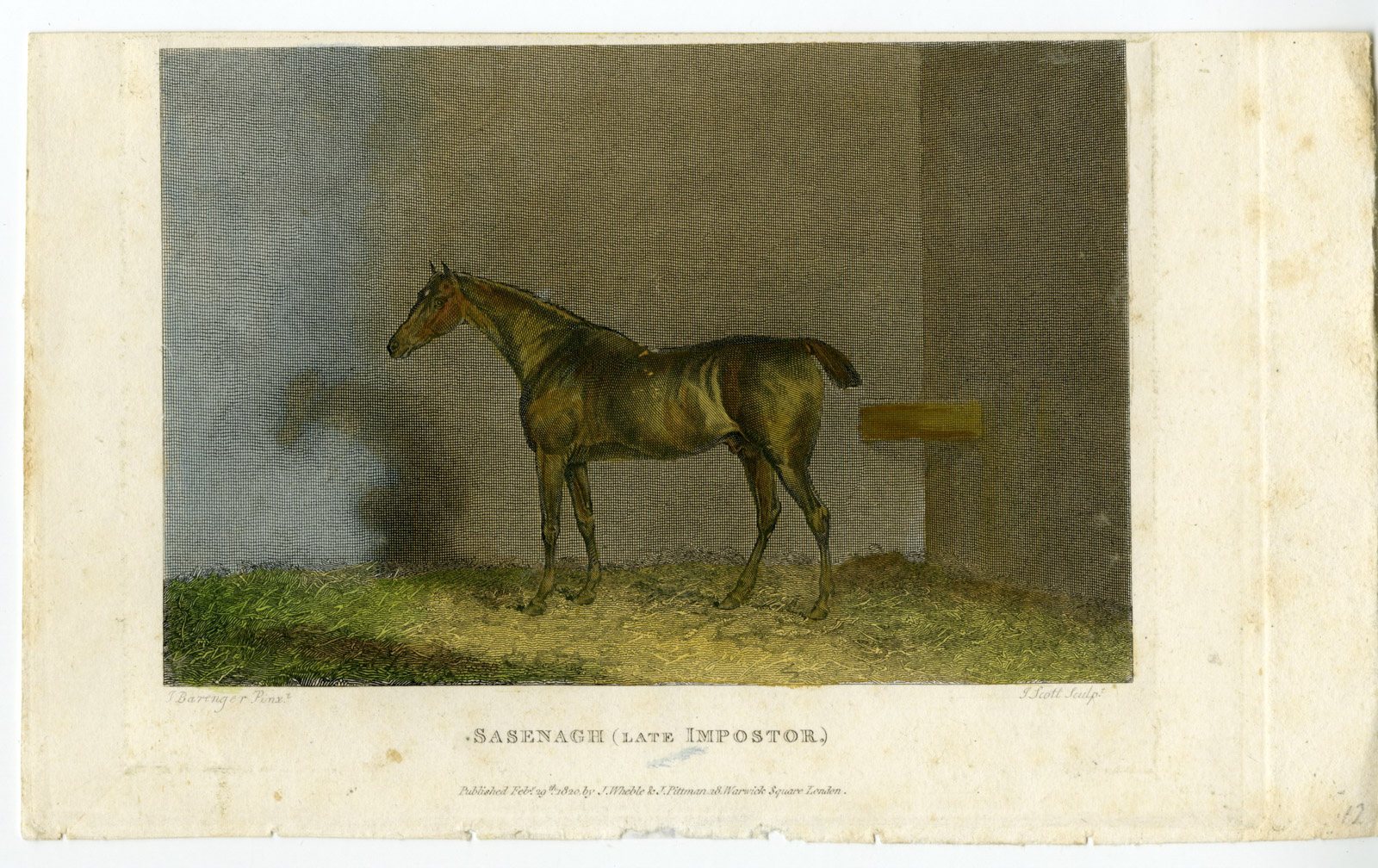 , Antique Print-RACE HORSE-PORTRAIT-SASENAGH-IMPOSTOR-Scott-Barenger-1820, Pictura Antique Prints
