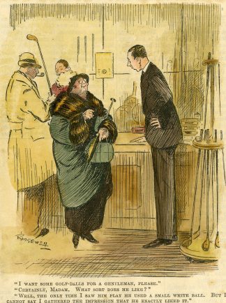 Antique Print-GOLF-STORE-SMALL WHITE BALL-PRESENT-Ringewell-Punch-1920
