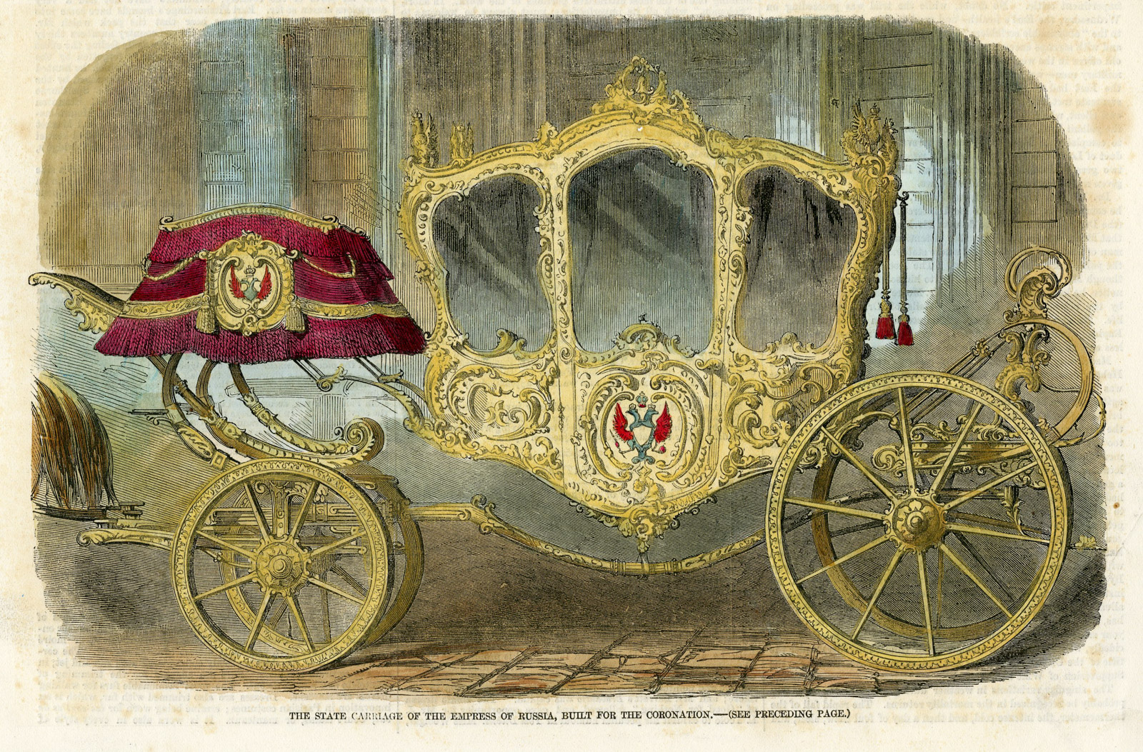 , Antique Print-CARRIAGE-RUSSIA-EMPRESS CATHERINE-CORONATION-Anonymous-1856, Pictura Antique Prints