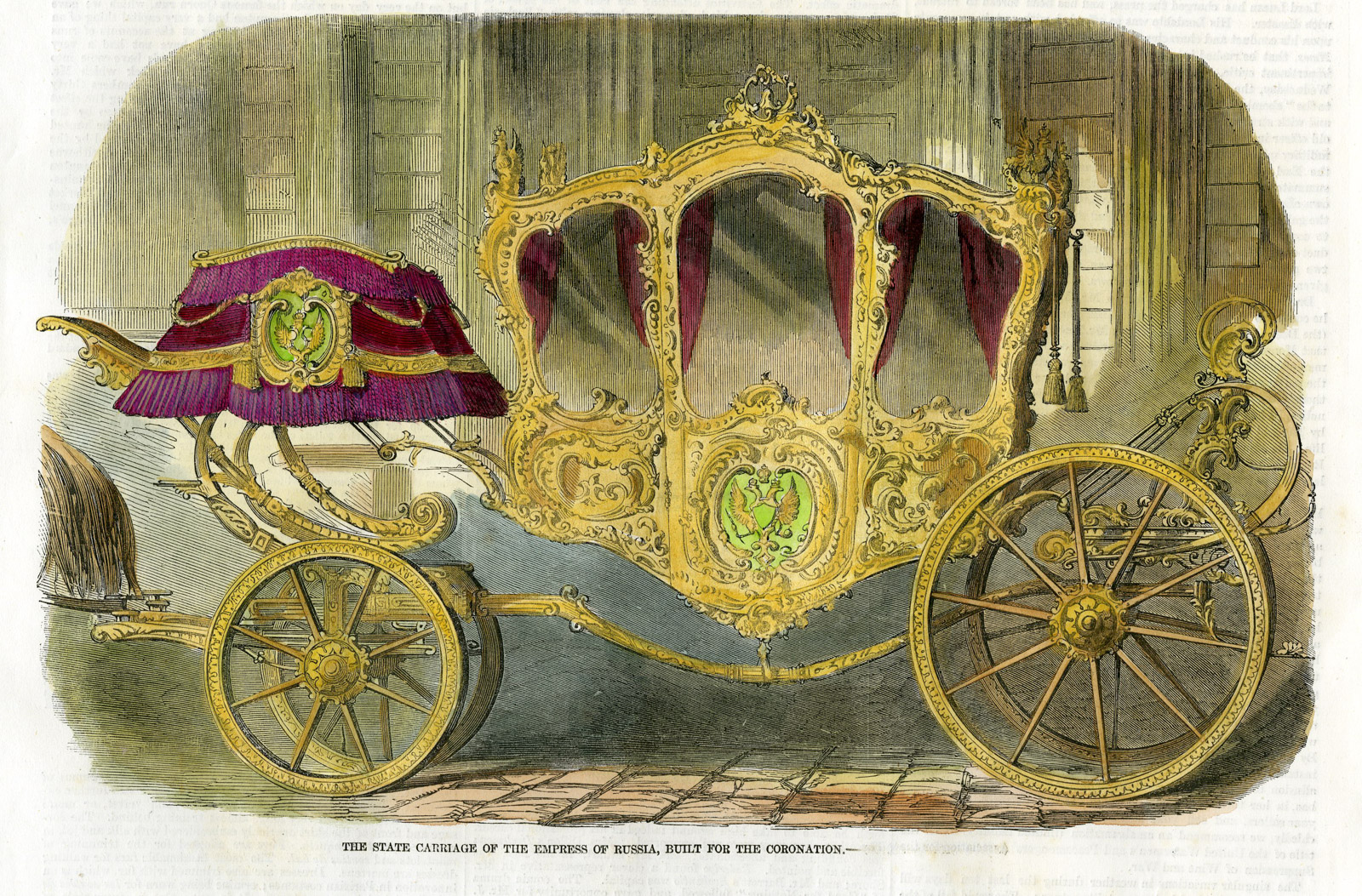 , Antique Print-CARRIAGE-RUSSIA-EMPRESS CATHERINE-CORONATION-Anonymous-1856, Pictura Antique Prints