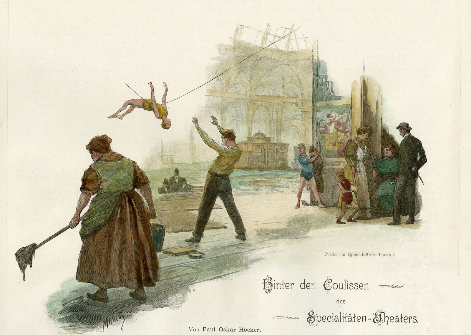 , Antique Print-CIRCUS-THEATER-BERLIN-REHEARSAL-ACROBAT-Marcus-Hocker-1910, Pictura Antique Prints