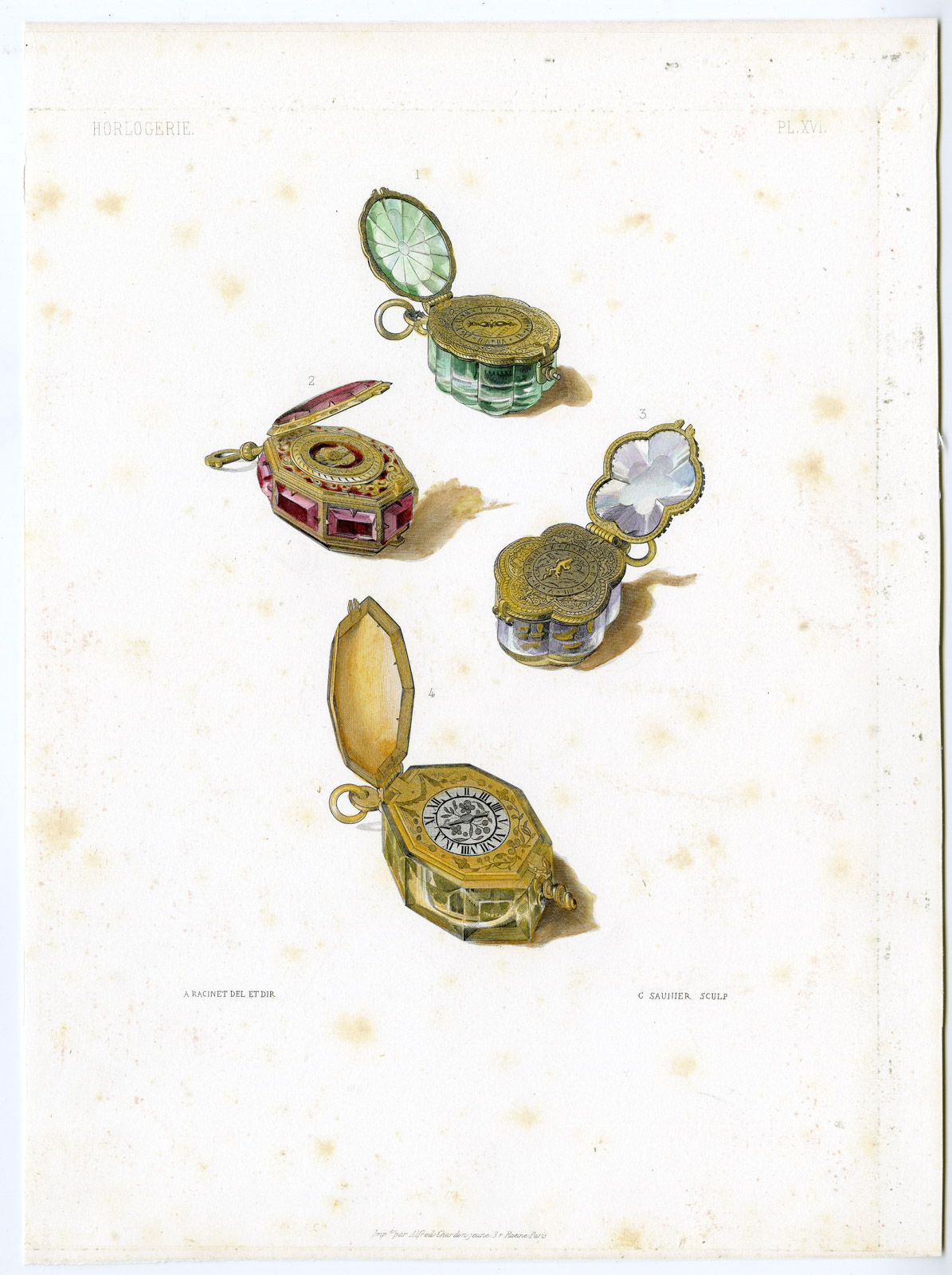 Pictura 00627 416x557 Antique Print-WATCH-TIMEPIECE-DECORATION-SALAMANDER-Saunier-Racinet-Dubois-1858