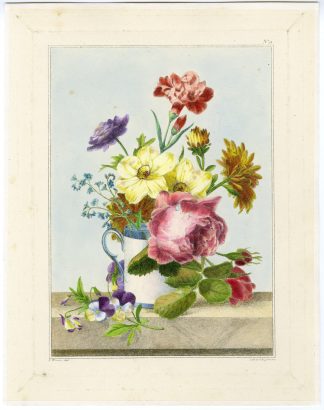 Antique Print-BOUQUET-FLOWER-ROSE-DIANTHUS-HAREBELL-NO. 9-Engelmann-Brienne-1835