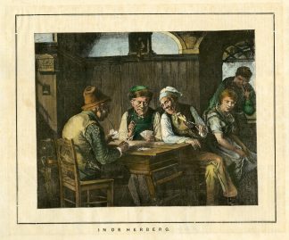 Antique Print-DUTCH-INN-TAVERN-MEN-CARD GAME-PIPE-Anonymous-1890