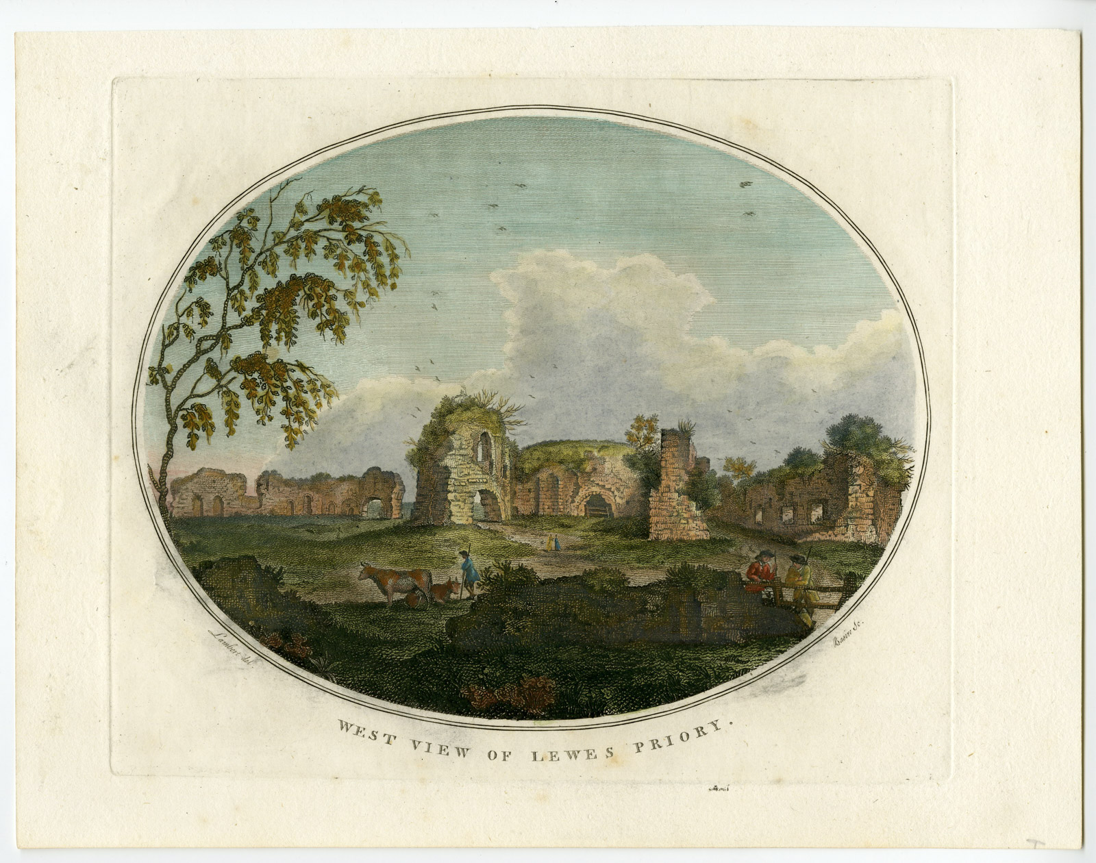 , Antique Master Print-LEWES PRIORY-ST PANCRAS-RUIN-Basire-Lambert of Lewes-1782, Pictura Antique Prints