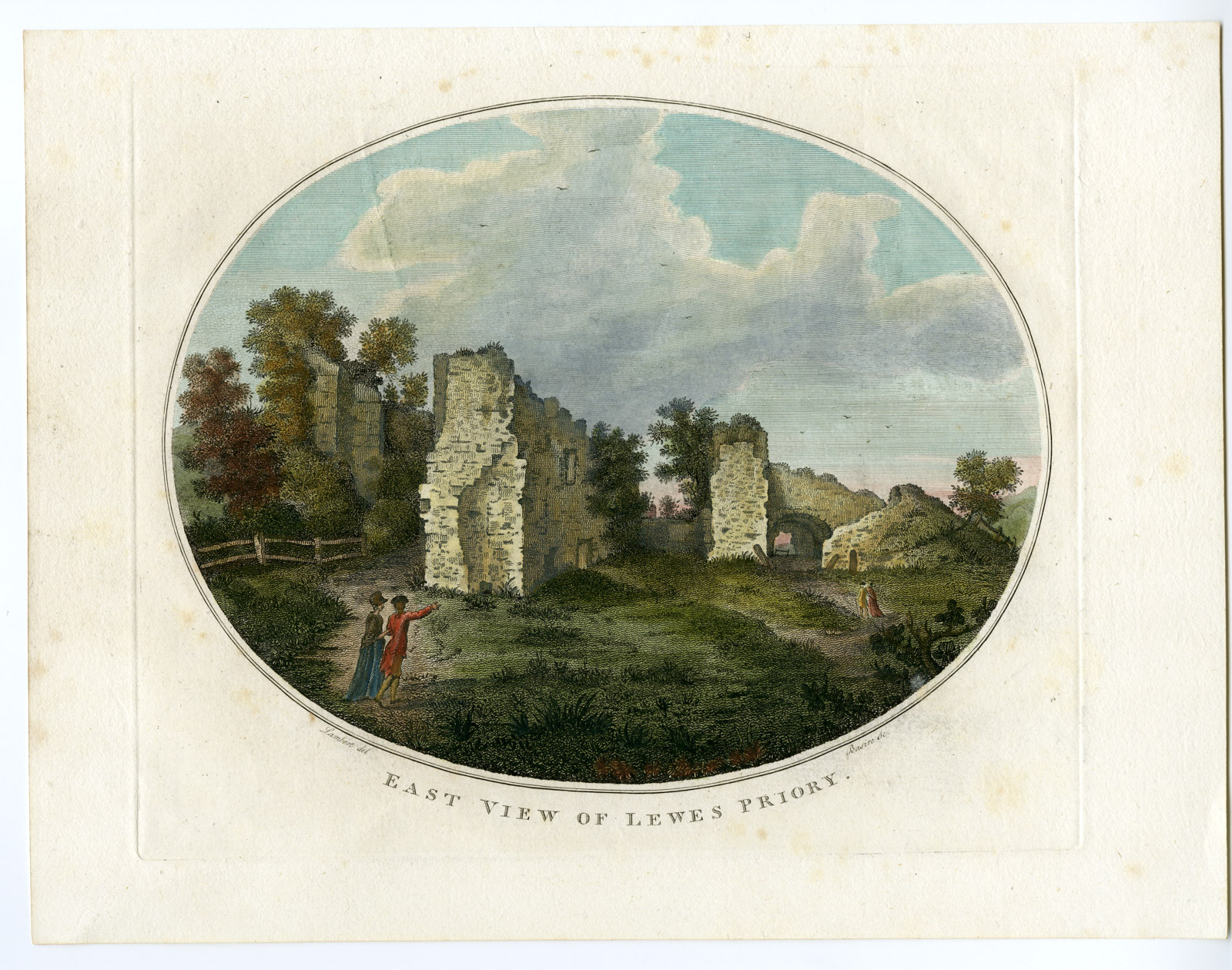 , Antique Master Print-LEWES PRIORY-RUIN-ST PANCRAS-Basire-Lambert of Lewes-1782, Pictura Antique Prints