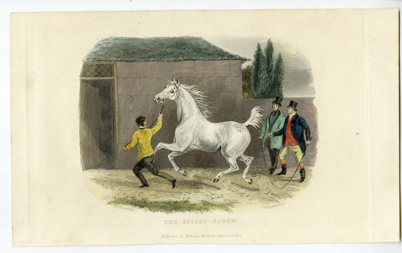 , Antique Print-SPICEY SCREW-WHITE HORSE-COURTYARD-Engleheart-Turner-1840, Pictura Antique Prints