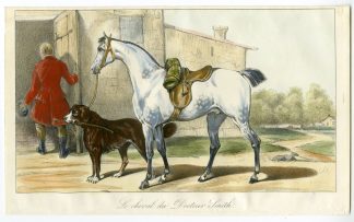 Antique Print-HORSE-DOCTOR SMITH-SADDLE-ROLL-RIDER-VERNET-Vernet-1880