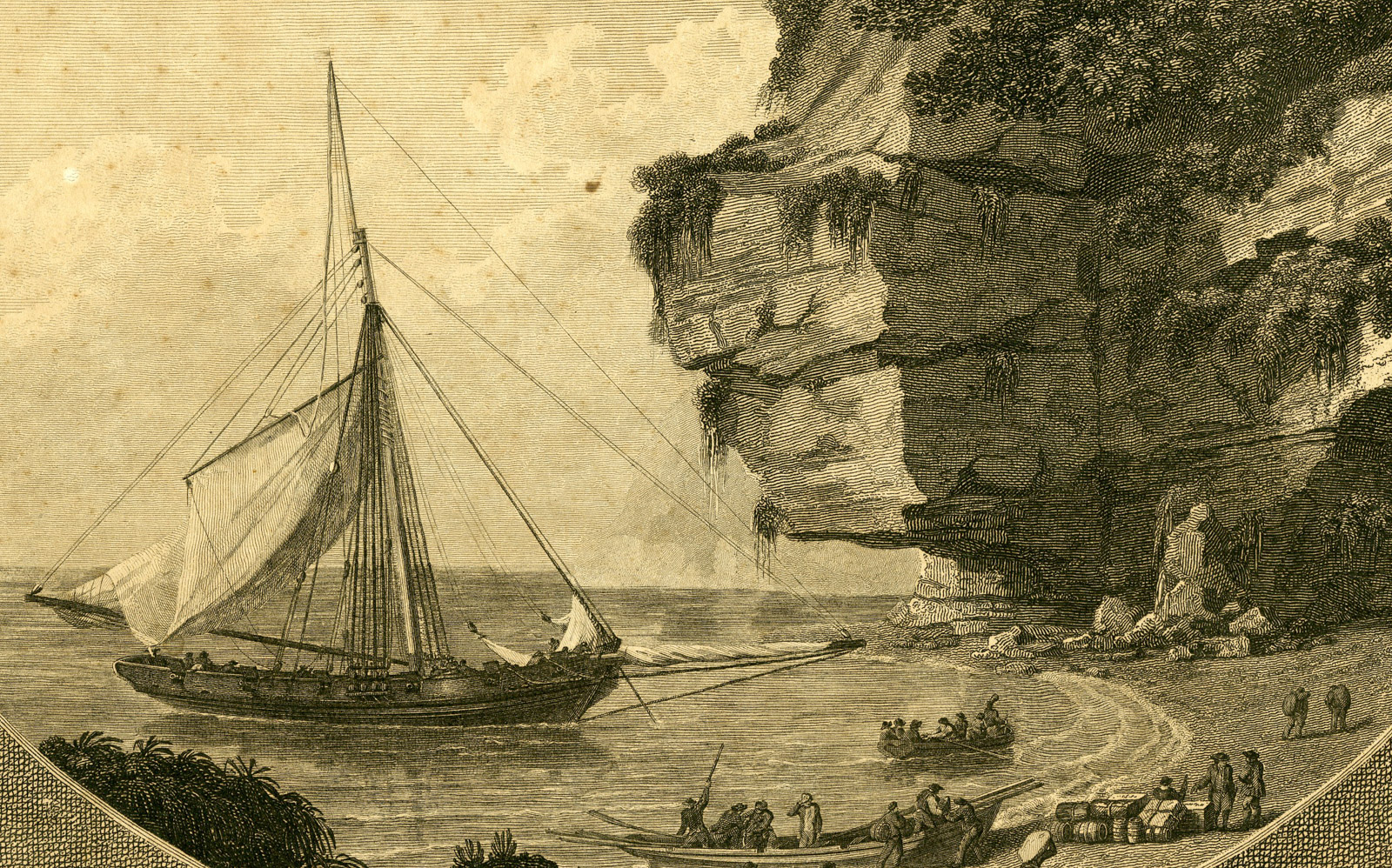 Pictura 00792 416x259 Antique Master Print-CUTTER-BAY-COAST-UNLOAD-ROWING BOAT-Pouncy-Kitchingman-1785
