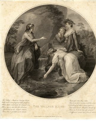 Antique Master Print-VILLAGE MAIDS-WATER-STREAM-URN-Ogborn-Stothard-1786