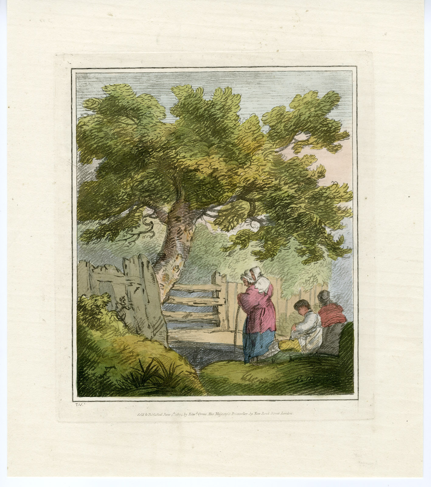, Antique Master Print-GRANDMOTHER-GRANDCHILDREN-FOREST-GATE-Morland-T.V.-1804, Pictura Antique Prints
