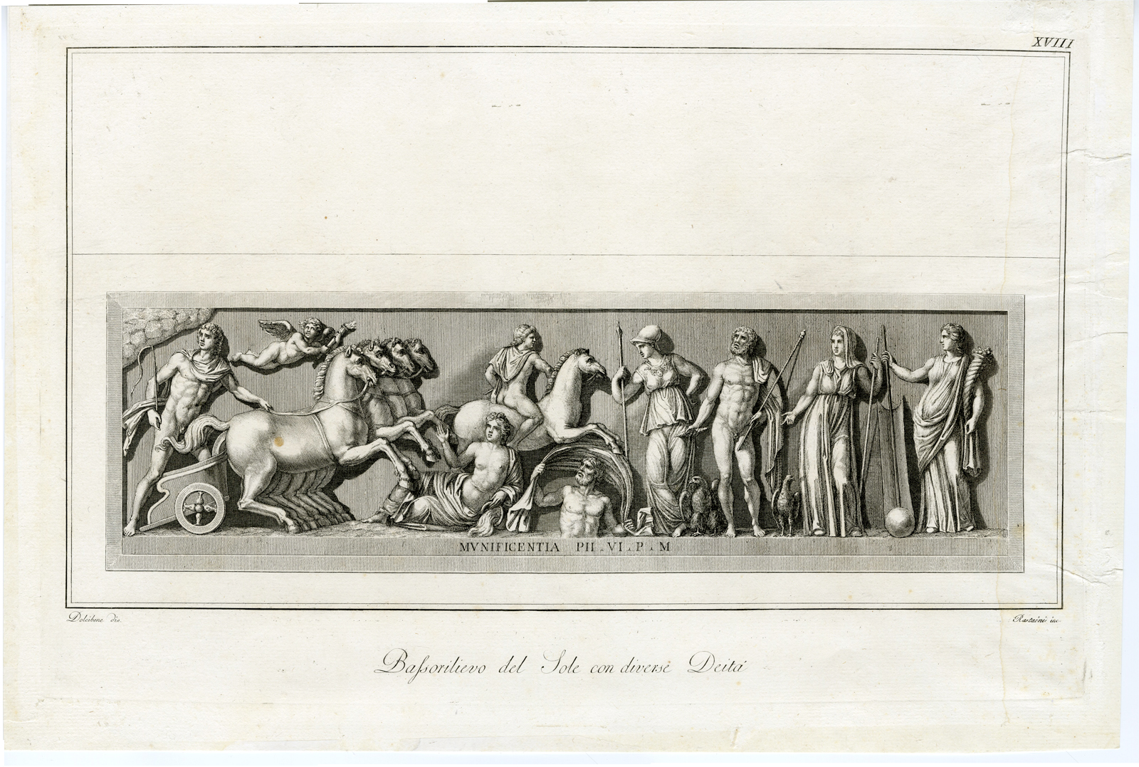 , Antique Print-ROMAN MYTHOLOGY-GODS-BAS RELIEF-PANTHEON-Rastaini-Dolcibene-1778, Pictura Antique Prints