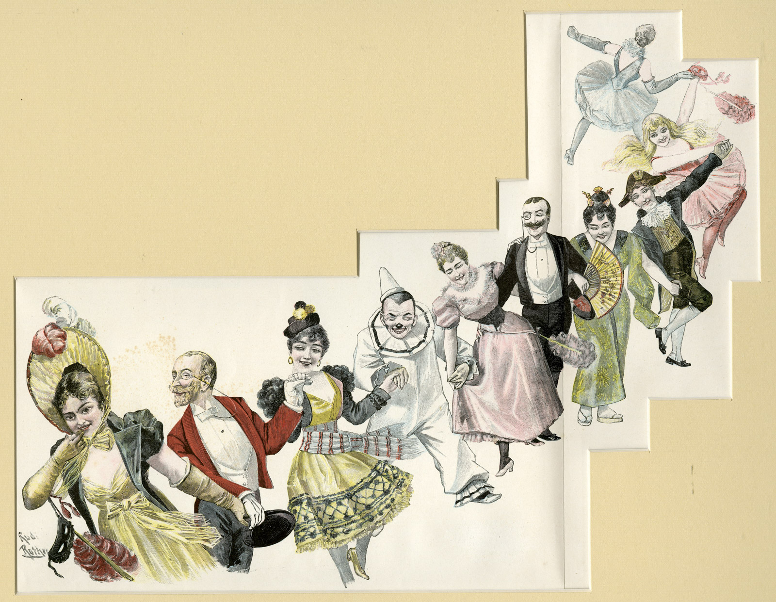 , Antique Master Print-POLONAISE-CICUS-PIERROT-DANCER-REVUE-Rother-1892, Pictura Antique Prints