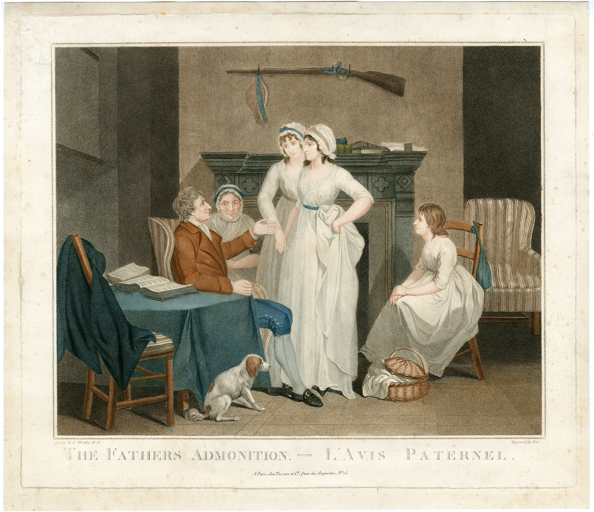 , Antique Master Print-FATHER-CHILDREN-ADMONISH-FAMILY-Field-Wheatley-1810, Pictura Antique Prints
