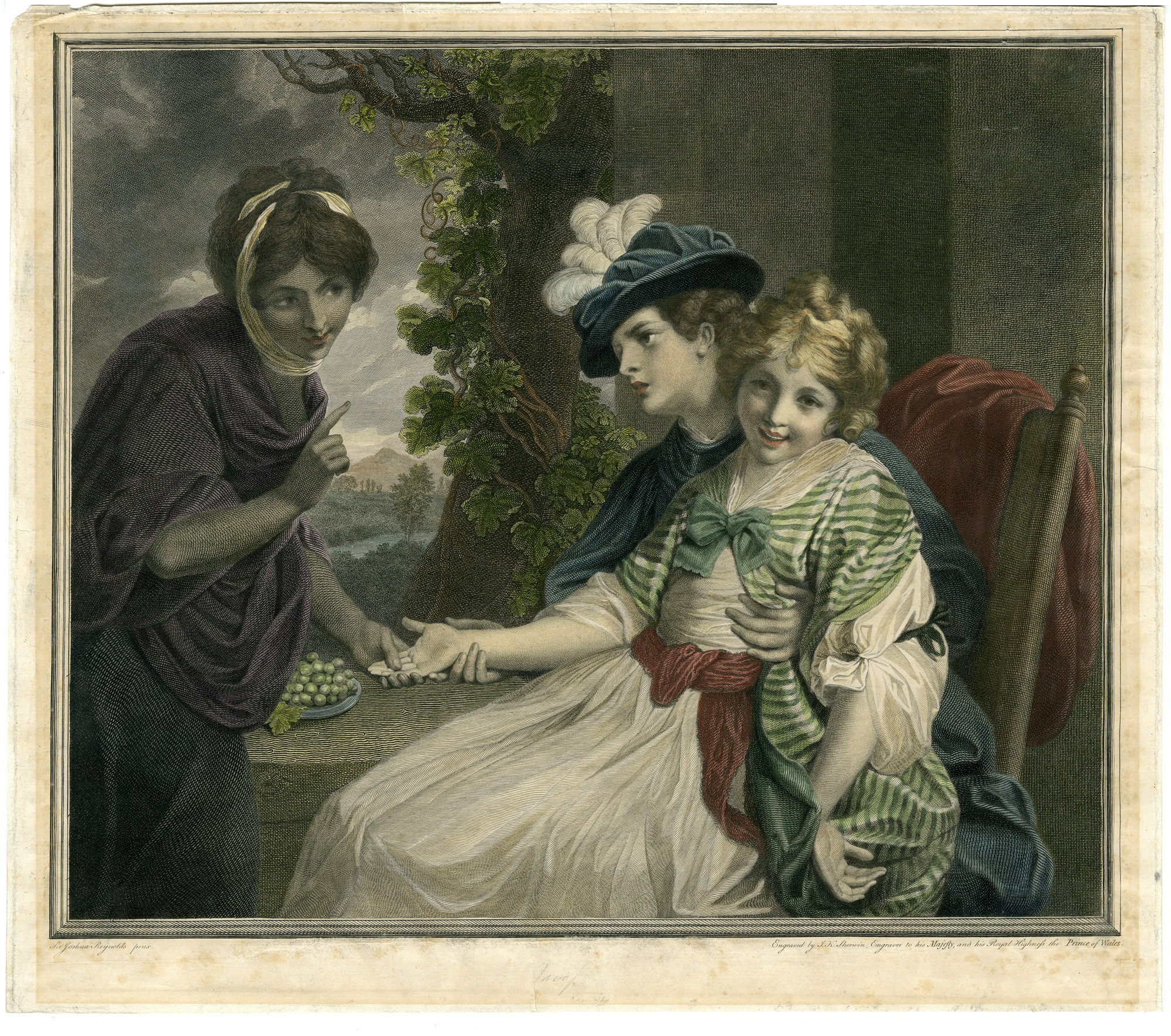 Pictura 00968 416x368 Antique Master Print-PROOF-THE FORTUNE TELLER-GYPSY-Sherwin-Reynolds-1784