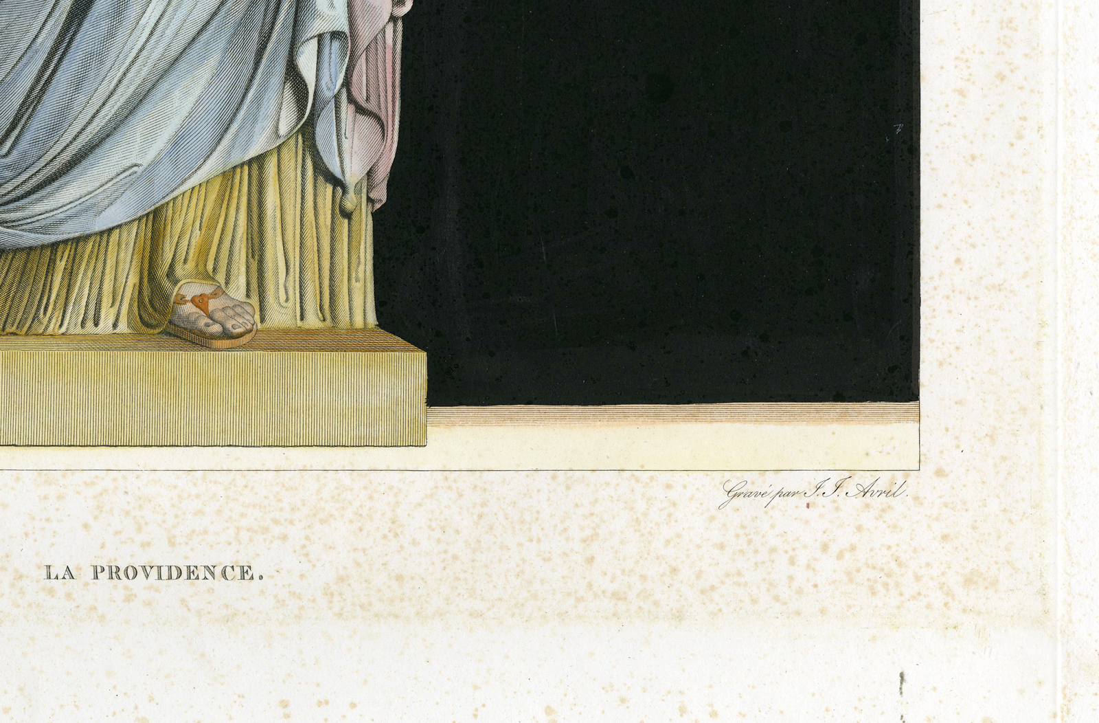 , Antique Master Print-FEMALE-STATUE-ORB-ROBE-CROWN-BATON-Avril-Granger-1818, Pictura Antique Prints