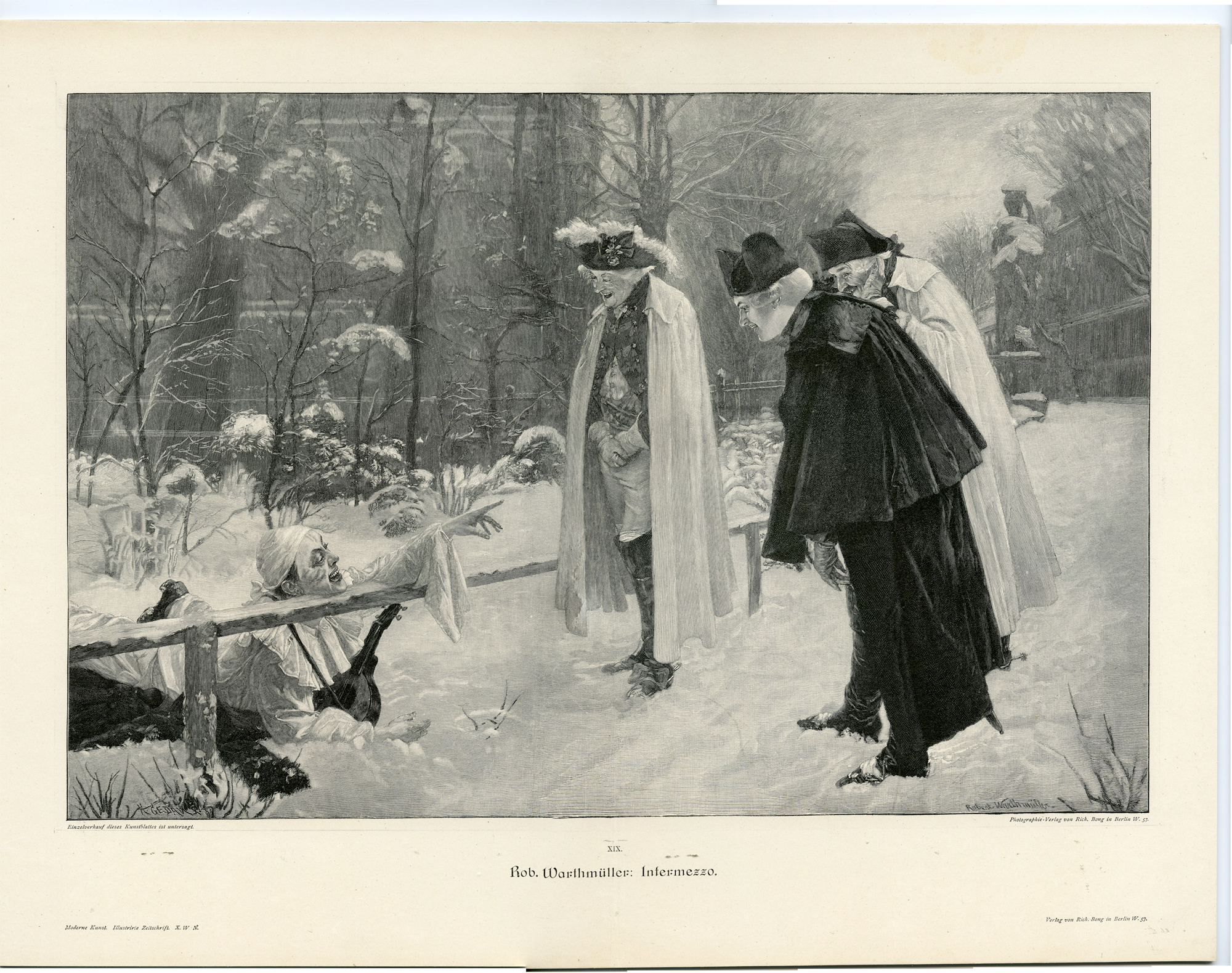 Pictura 00990 416x328 Antique Master Print-PIERROT-SNOW-LUTE-FREDERICH THE GREAT-Warthmuller-1890