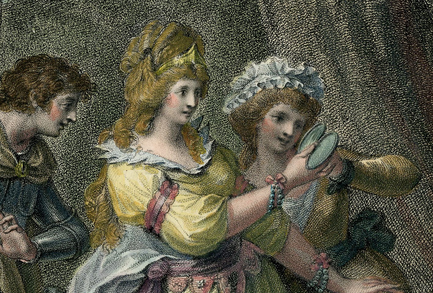 Pictura 01031 416x282 Antique Master Print-WOMEN-FOREST-MIRROR-GENTLEMAN-ARMOR-Tomkins-Ansell-1787 - Image 3