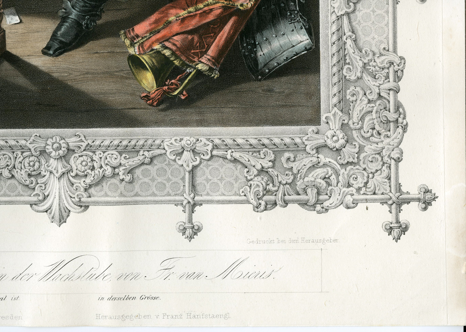 , Antique Master Print-TRUMPETER-GUARD-ARMOUR-PIPE-Hanfstaengl-Van Mieris-1840, Pictura Antique Prints