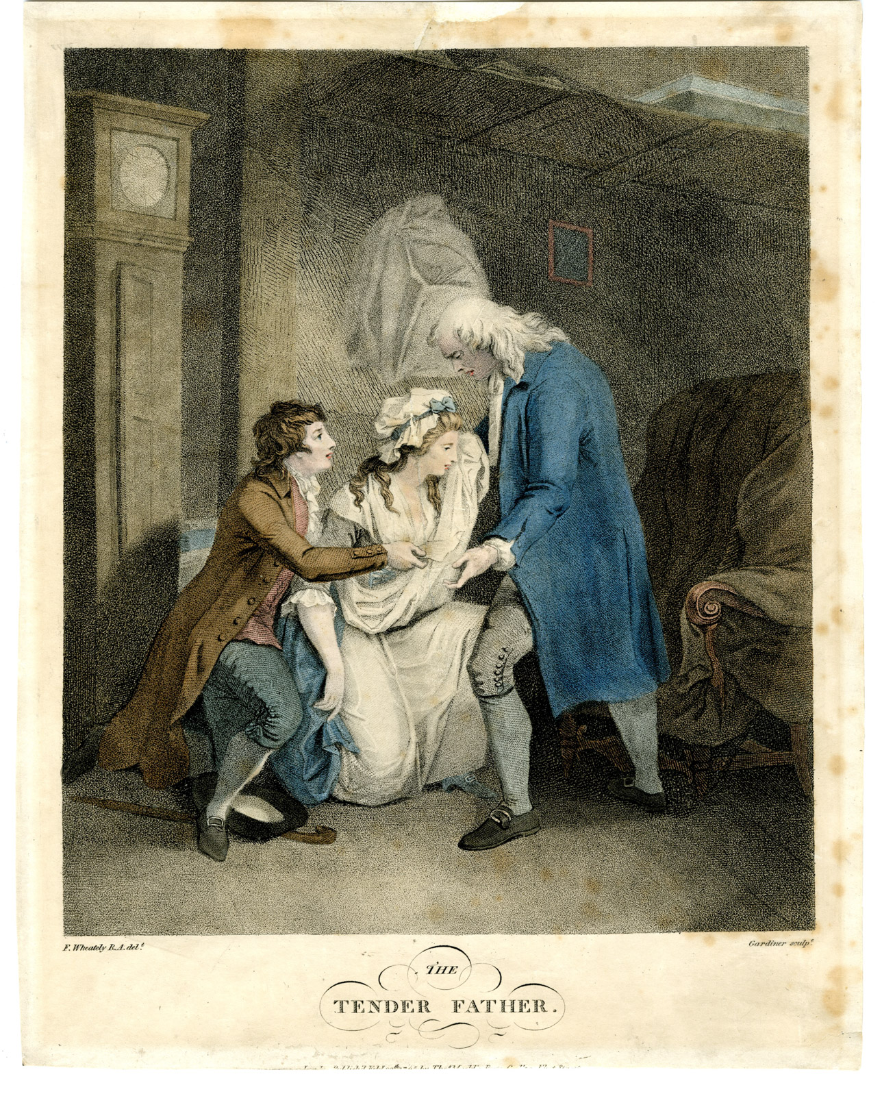 , Antique Master Print-LOVE-MAN-KNEEL-LETTER-Gardiner-Wheately-c.1790, Pictura Antique Prints