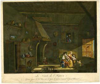 Antique Master Print-FRUITS OF MARRIAGE-FAMILY-CHILDREN-Ravenet-Pillement-1760
