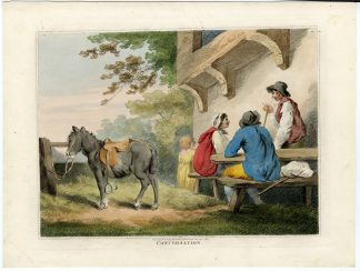 Antique Master Print-INN-CONVERSATION-PONY-CHILD-GEORGE MORLAND-Morland-1804