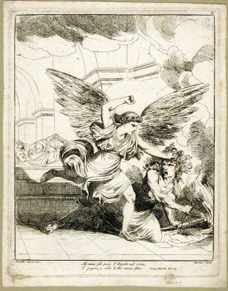 Antique Master Print-ANGEL-BEATS-MEDUSA-Pinelli-1829