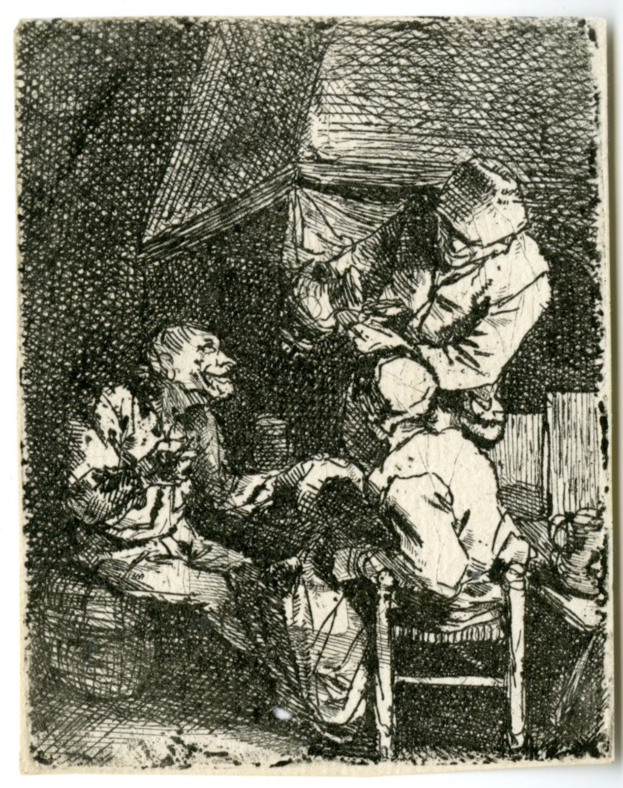 , Antique Master Print-GROUP-FIREPLACE-Bega-17th c., Pictura Antique Prints