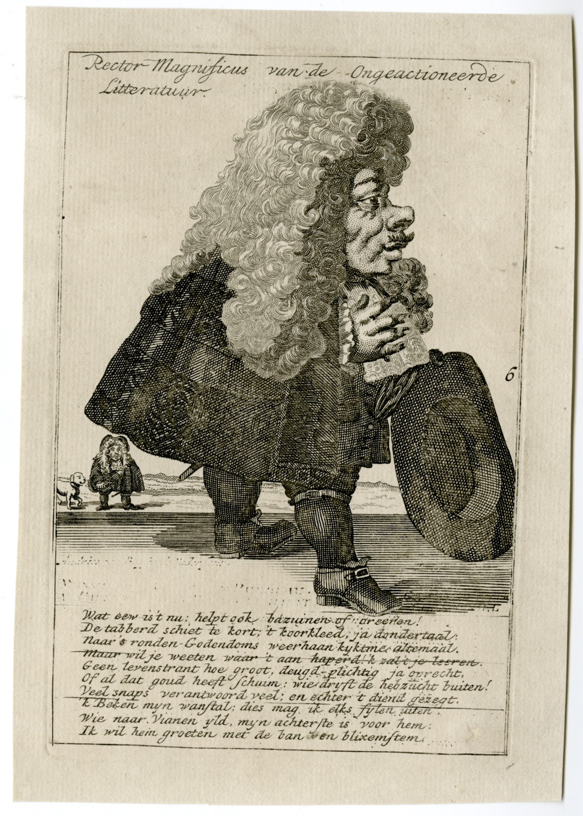 , Antique Master Print-CARICATURES-RECTOR-MAGNIFICUS-DWARFS-6-Sasse-Folkema-1716, Pictura Antique Prints