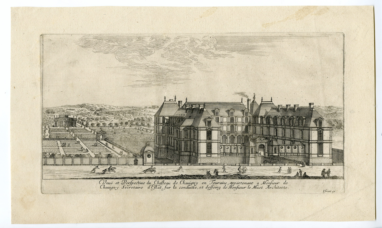 , Antique Master Print-VIEW-CHATEAU-CHAVIGNY-TOURAINE-Sylvestre-17th c., Pictura Antique Prints