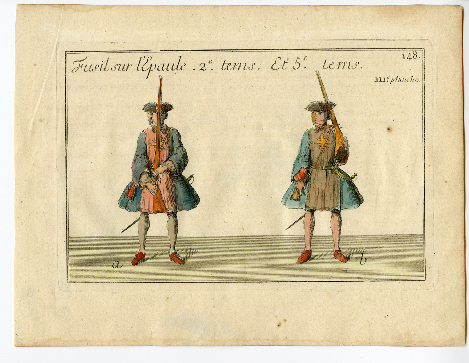, 5-Antique Prints-MILITARY-INSTRUCTIONS-HANDLING-RIFLE-Anonymous-c.18th c., Pictura Antique Prints