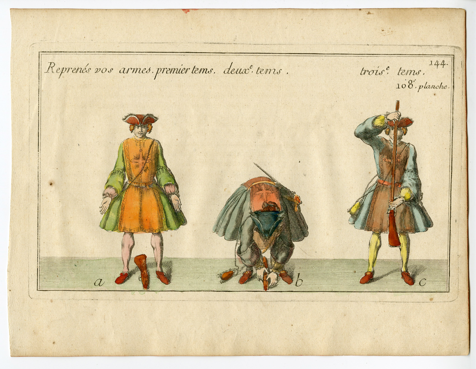 , 5-Antique Prints-MILITARY-INSTRUCTIONS-HANDLING-RIFLE-Anonymous-c.18th c., Pictura Antique Prints