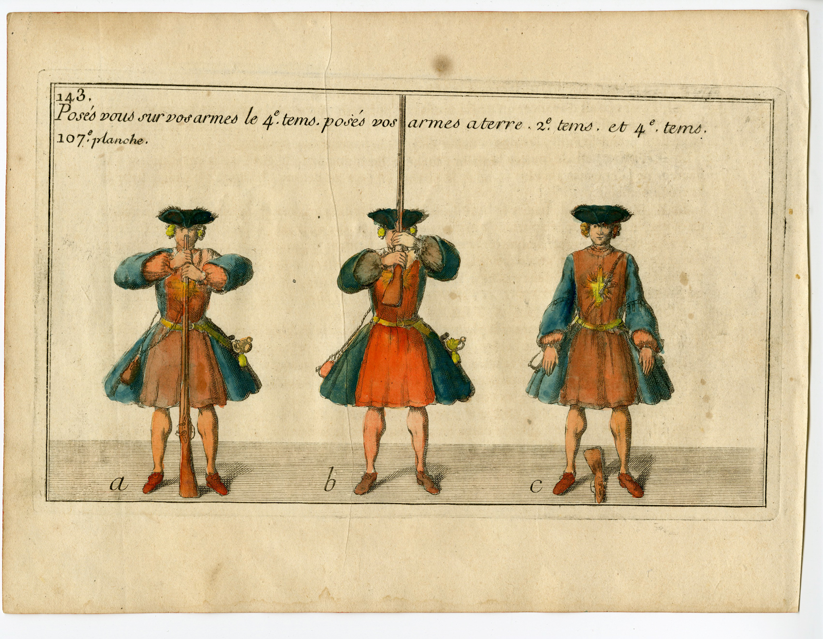 , 5-Antique Prints-MILITARY-INSTRUCTIONS-HANDLING-RIFLE-Anonymous-c.18th c., Pictura Antique Prints