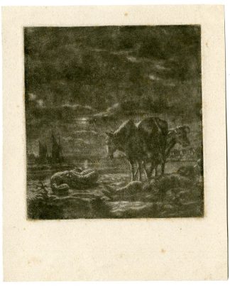 Rare-Antique Master Print-SLEEPING-CATTLE-HERDSMAN-Klein-van der Vinne-c.1825
