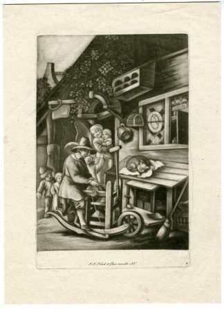 Antique Master Print-SCISSORS-GRINDER-Haid-Dietrich-c.1755-1809