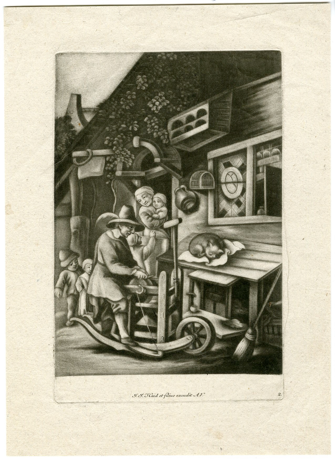 , Antique Master Print-SCISSORS-GRINDER-Haid-Dietrich-c.1755-1809, Pictura Antique Prints