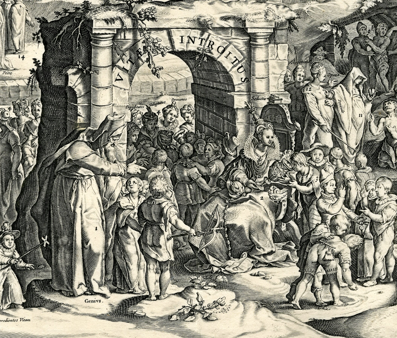 , Rare-Antique Master Print-TABULA CEBETIS-JOURNEY HUMAN LIFE-Visscher-Matham-1640, Pictura Antique Prints
