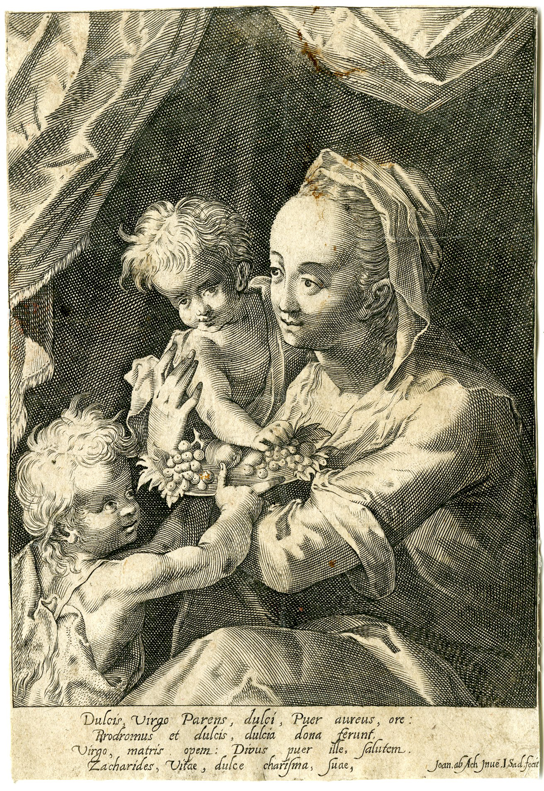 , Antique Master Print-VIRGIN-MARY-CHRIST-JOHN-BAPTIST-Sadeler-Aachen-c.1552-1600, Pictura Antique Prints