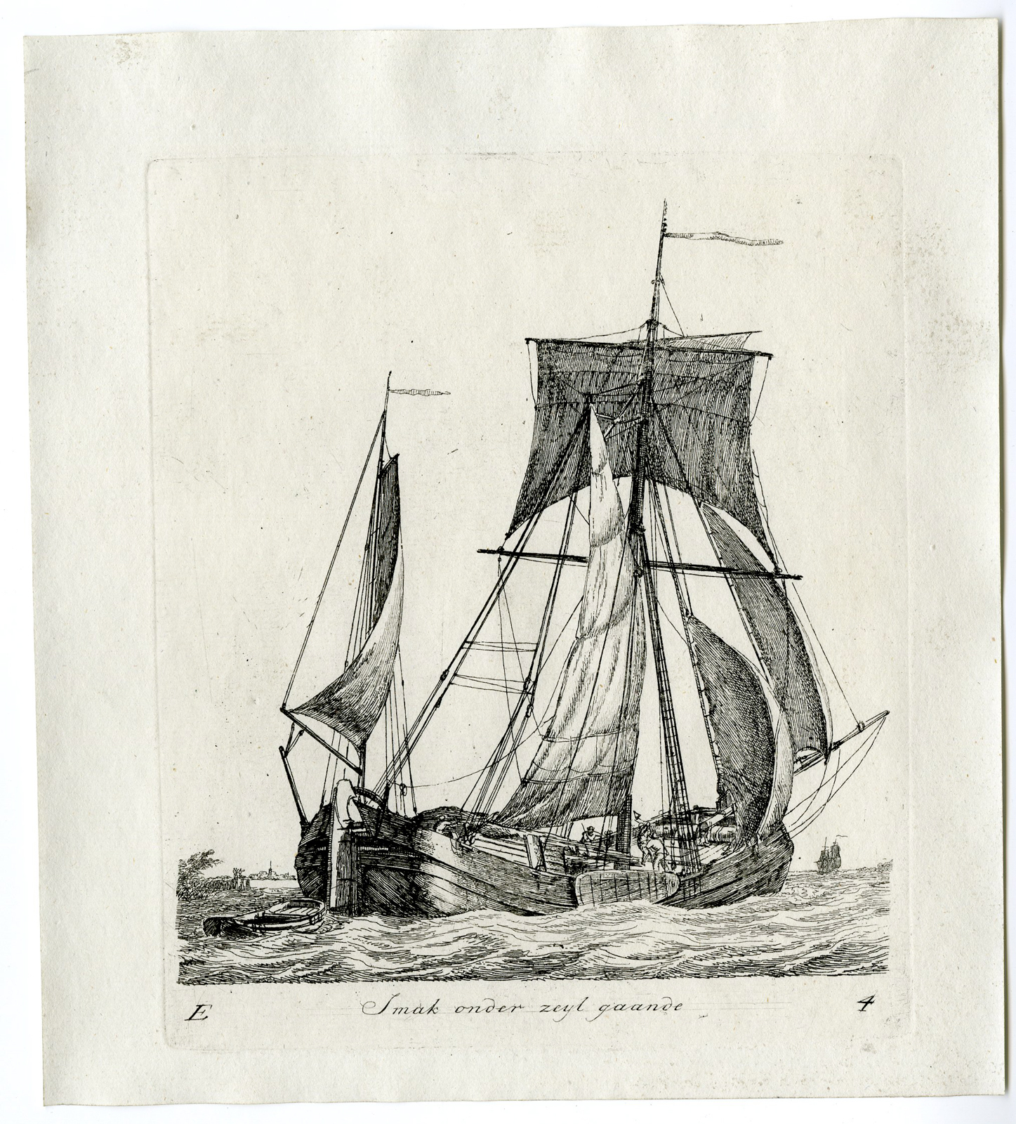 , Antique Master Print-SAILING-SHIP-SLOOP-Groenewegen-1790, Pictura Antique Prints