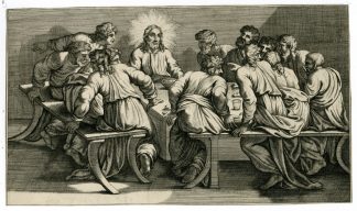 Antique Master Print-LAST SUPPER-CHRIST-Raphael-18th.c.