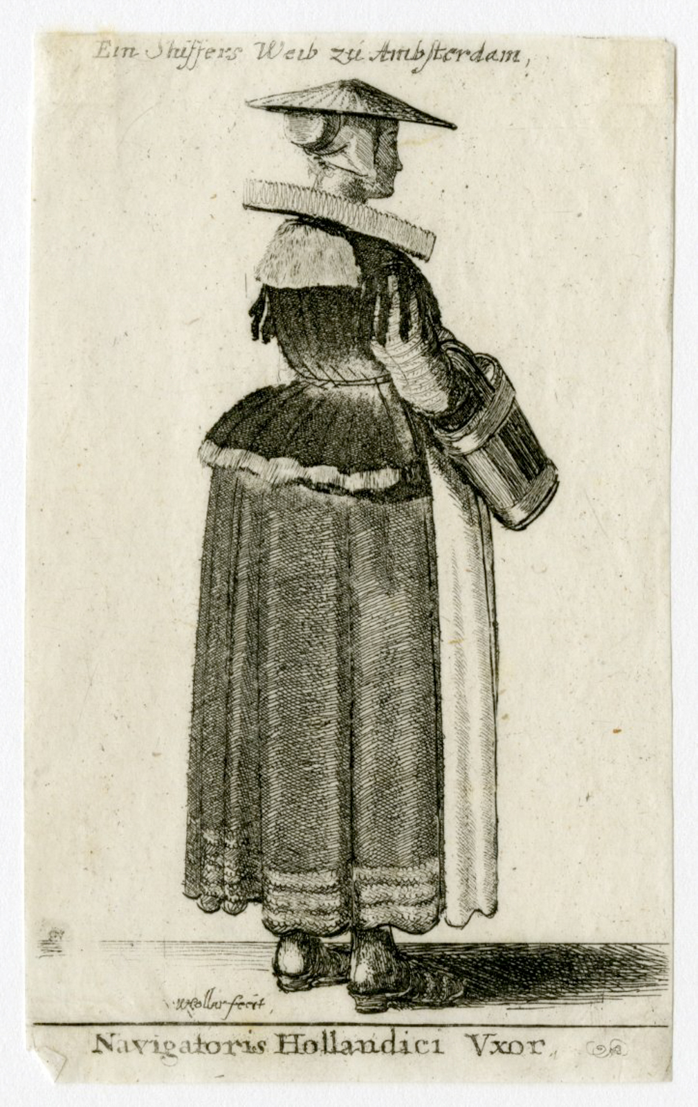 , Antique Master Print-SKIPPER-WIFE-HOLLAND-Hollar-1644, Pictura Antique Prints