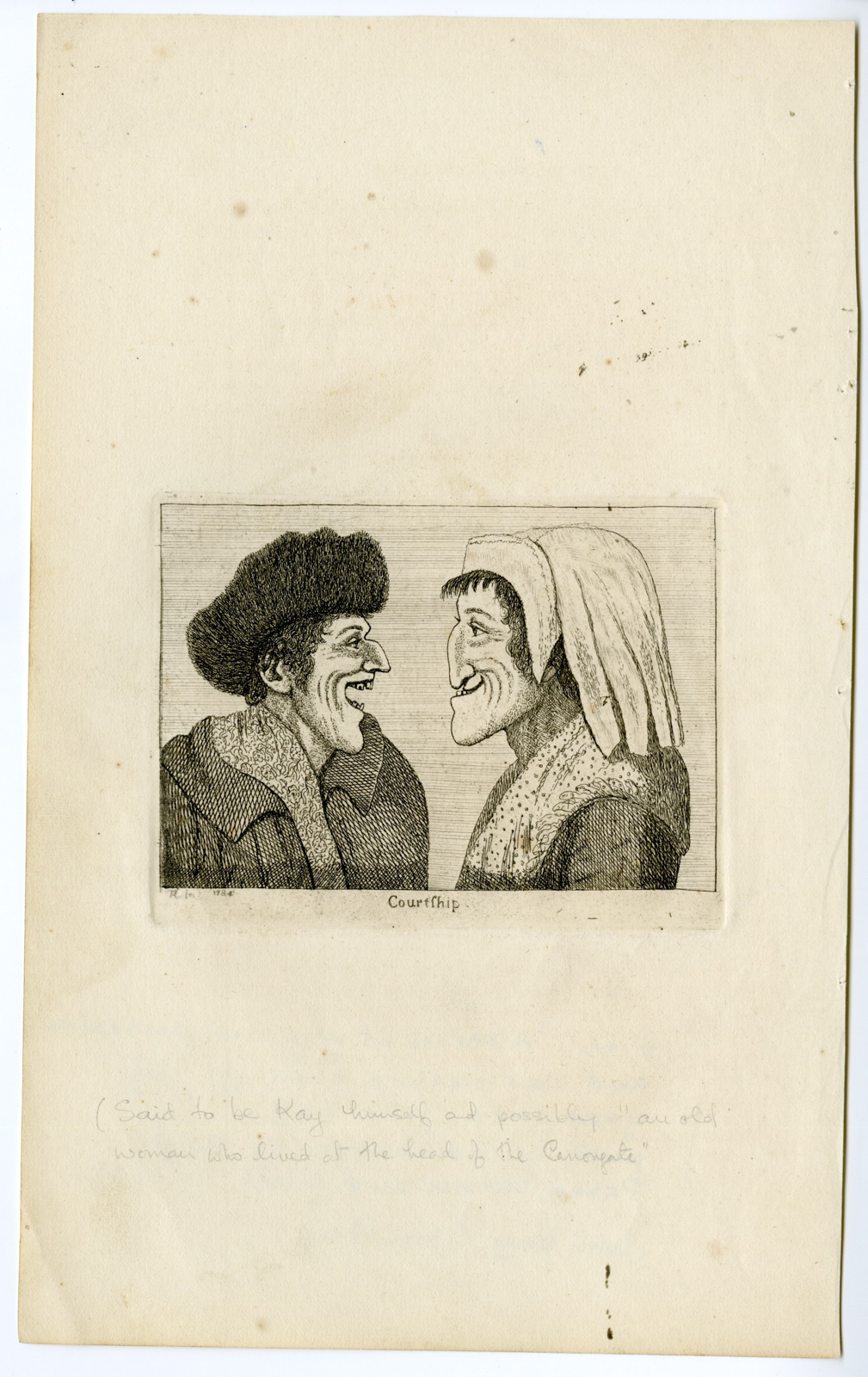 , Antique Master Print-CARICATURE-COURTSHIP-LOVERS-Kay-1837, Pictura Antique Prints