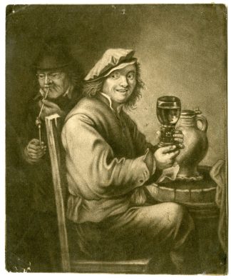 Antique Master Print-FLEMISH-DELIGHT-PIPE-DRINKING-Chenu-Teniers-c.1795