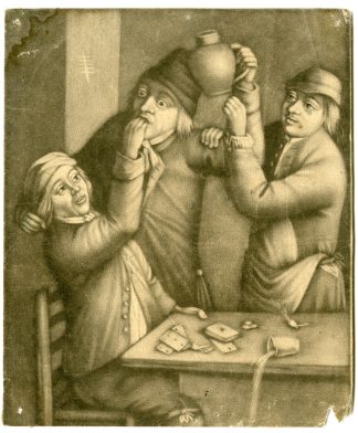 Antique Master Print-FARMERS-DRINKING-PLAYING-CARDS-Bowler & Carver-c.1795