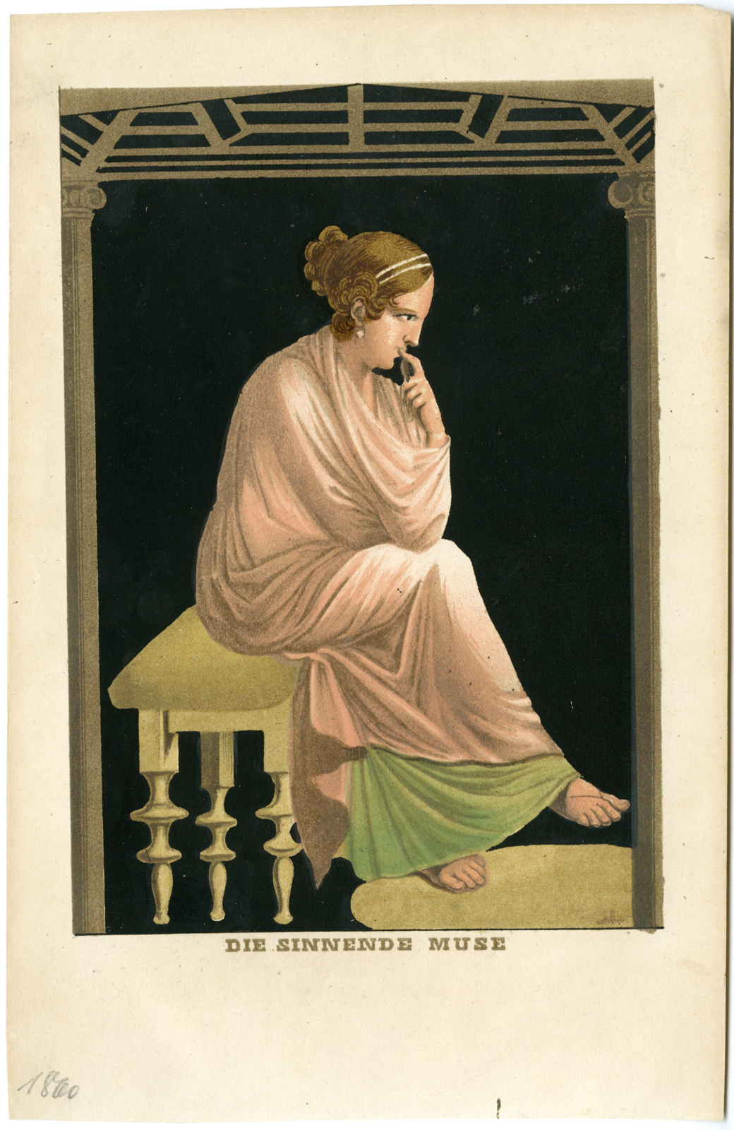 , Antique Master Print-GREEK-MYTHOLOGY-PONDERING-MUSE-Ternite-19th c., Pictura Antique Prints