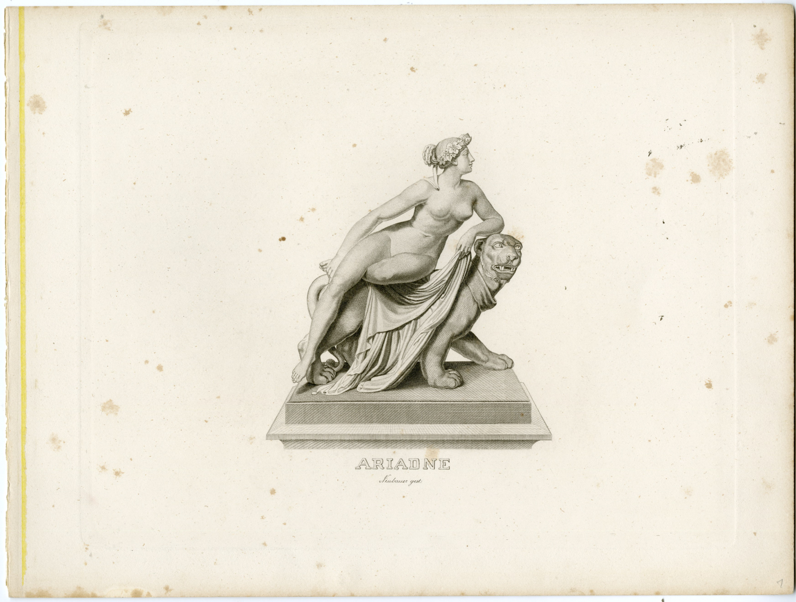 , Antique Print-GREEK-MYTHOLOGY-ARIADNE-PANTHER-Neubauer-19th c., Pictura Antique Prints