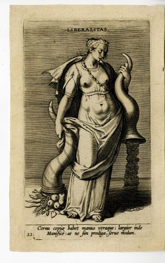 Antique Master Print-PROPOSOPOGRAPHIA-LIBERALITAS-LIBERALTY-Galle-c.1585