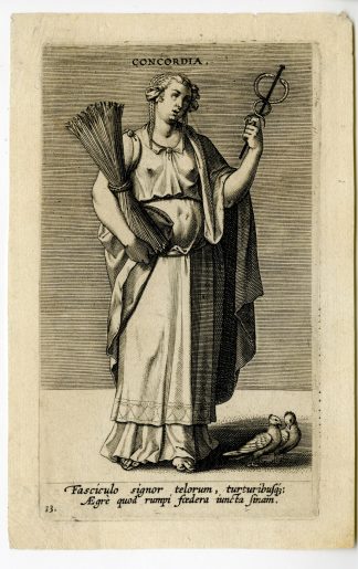 Antique Master Print-PROPOSOPOGRAPHIA-CONCORDIA-MARRIAGE-Galle-c.1585